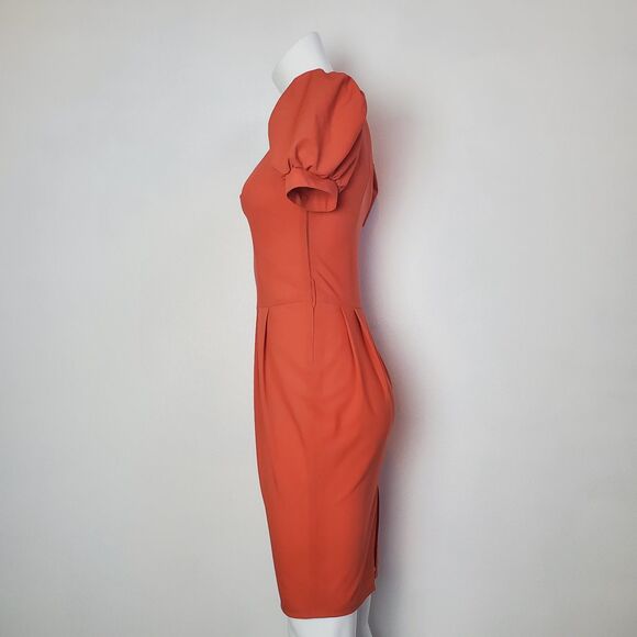 Vintage 80s Burnt Orange Pencil Dress - Picture 3 of 10